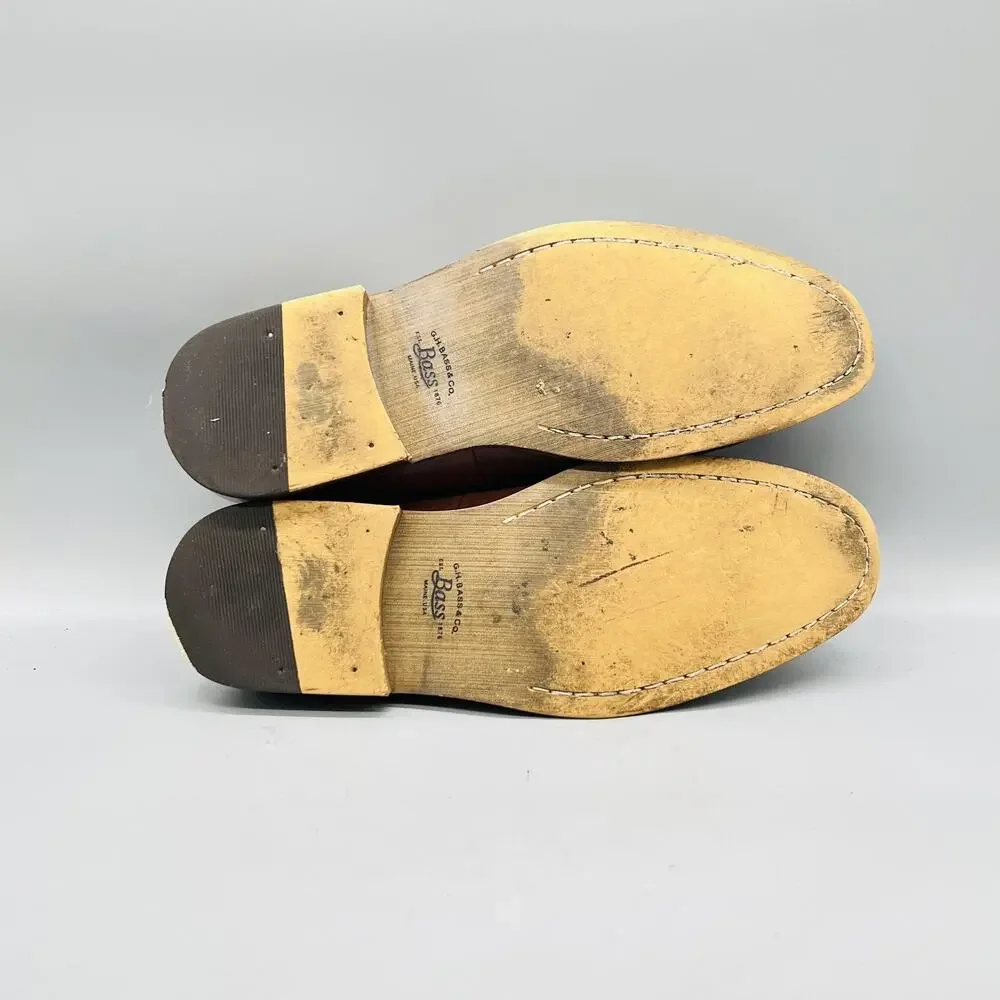 GH Bass & Co Shoes Mens 11.5 Brown Leather Tassel Loafers Slip On Dress Classic